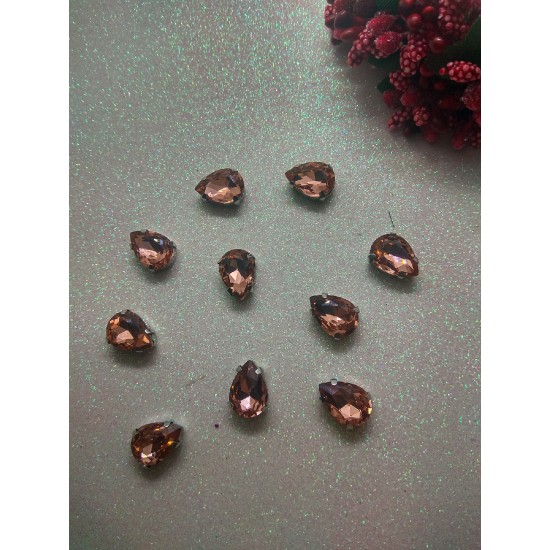 Стразы в цапах "Капля" цв. персиковый, цена за 1 шт